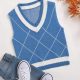 Argyle Pattern Sweater Vest-Blue