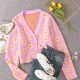 Button Front Floral Pattern Cardigan