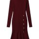 Button Front Slim Fit Mermaid Sweater Dress