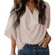 Casual V-neck Pleated Chiffon Shirt