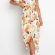 Floral One-Shoulder Tied Tulip Hem Dress