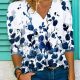 Floral Print 3/4 Sleeve V-neck Top