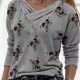 Floral Print Button Detail Long Sleeve T-Shirt