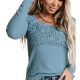 Lace Long-Sleeved Slim Fit T-Shirt For Women